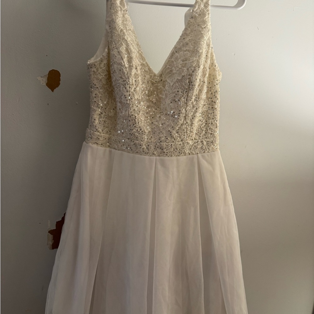 Teeze Me White sequin Lace Dress